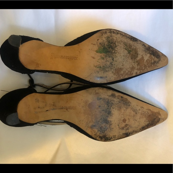 Manolo Blahnik Pointy Toe Strappy Black Heel - Picture 6 of 6